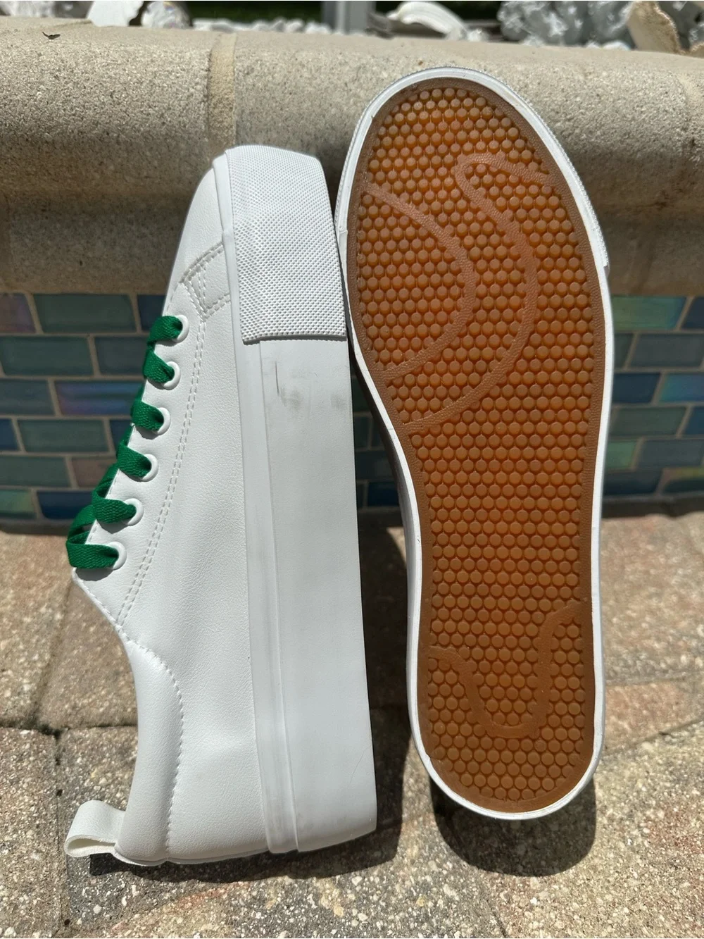 SERNIAL Womens White Platform Sneakers PU Leather Shoes